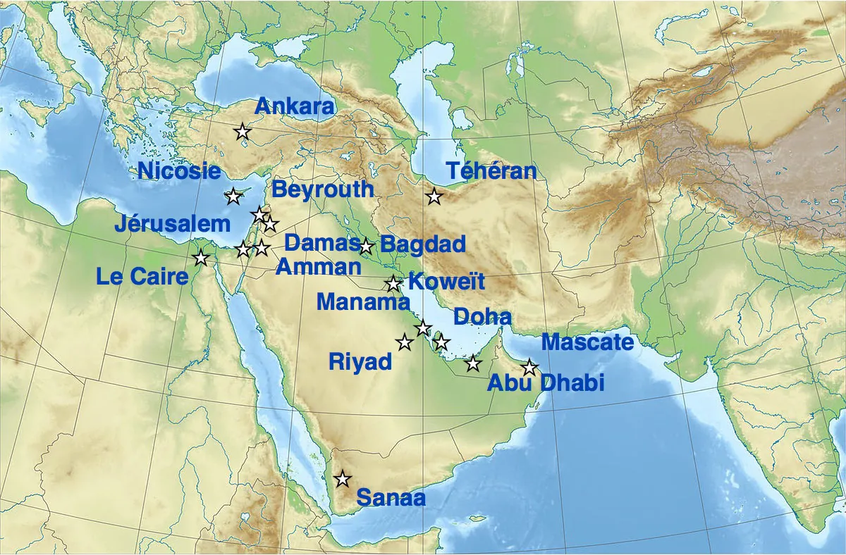 Carte du Moyen-Orient