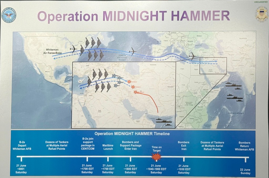 Carte de l'Opération Midnight Hammer